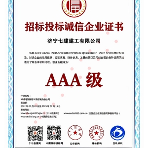 招标投标诚信企业证书